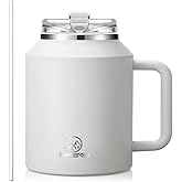 Gpeng 30/40/50 oz Tumbler with Handle, Water Bottles with Straw Lid, Insulated Stainless Steel Travel Mug Cup Holder Friendly, Keep Drinks Cold or Hot for Hours (BeigeGrey, 50 oz)