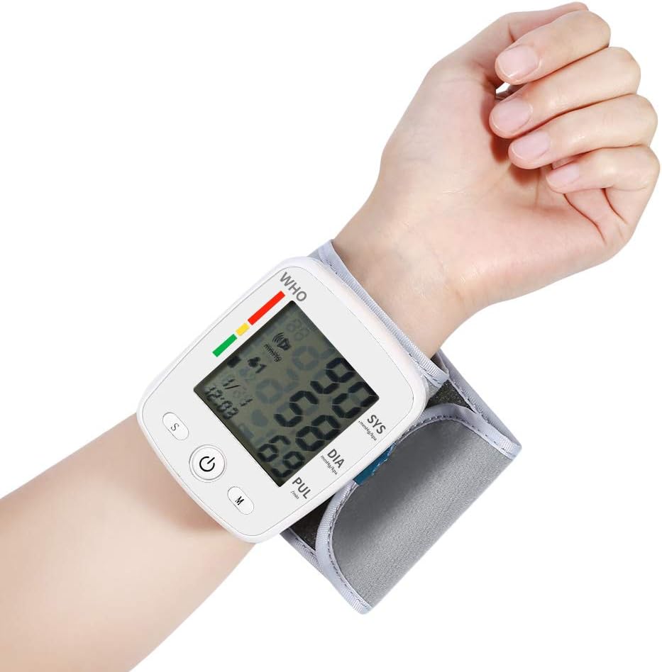 CK-W355 Wrist Blood Pressure Monitor Tonometer LCD Digital Display Automatic Blood Pressure Meter Household Use Easy-Wrap Cuff