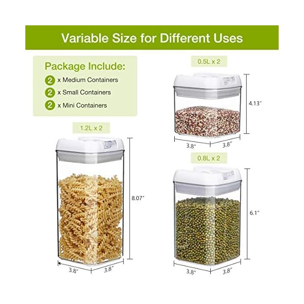 SAWAKE-Airtight-Food-Storage-Containers-with-LidsSet-of-6-Kitchen-Pantry-Cereal-Storage-Containers-Plastic-BPA-Free-Ideal-for-Flour-Rice-CandySnacks-10-Labels-Reusable-Marker SAWAKE Airtight Food Storage Containers with Lids(Set of 6), Kitchen & Pantry Cereal Storage Containers, Plastic BPA Free Ideal for Flour, Rice, Candy,Snacks -10 Labels Reusable & Marker