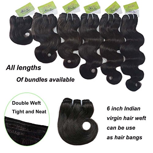 Indian Body Wave Hair Bundles Short, Re4U Virgin Human Hair Weave For Short Bob Wigs Can Be Used As Hair Bang 1 piece (Natural Black #1b 6inch 25g)