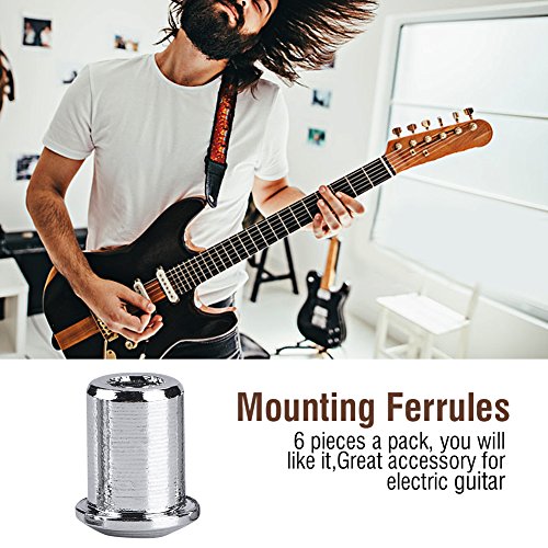 Electric Guitar Bassmounting Ferrules, 6pcs Solid Durable Metal Material with Hole Bridge Strong Vibrate Sound for Electric Guitar Instrument Lovers(#1)
