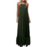 Backless Cami Dresses for Women Maxi Cami Lounge Dress Sleeveless House Dress Long Sundress with Back Tie
