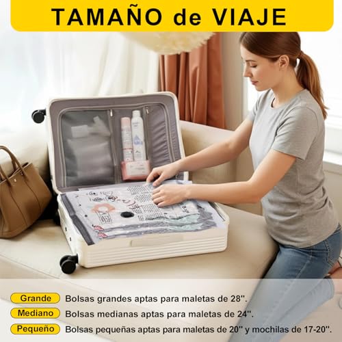 MEKOTRIN Bolsas de Almacenamiento de Vacío Bolsas de Compresión de Vacío Espesas con Bomba de Aire Eléctrica Inalámbrica Negra para Viajar a Casa (4 Grandes + 4 Medianos + 4 Pequeños)