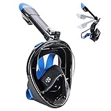 WSTOO 180° Full Face Snorkel Mask- Panoramic view Snorkel Mask For Adults And Kids,With Anti-Fog Anti-Leak Snorkeling Design,See More Water World Larger Viewing Area