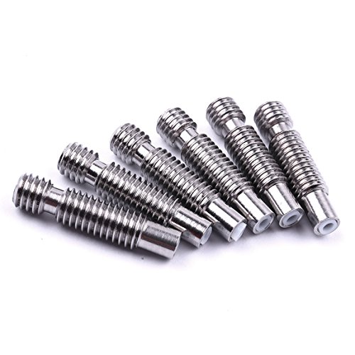 ATOPLEE 6pcs 3D Printer Extruder Hot End Nozzle Throat with Teflon Tube for E3D V5 3D Printer (1.75mm) - Thumbnail 2