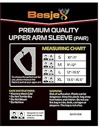 Besjex Sports Compression Upper Arm Sleeve for Men & Women - Short arm Sleeves for Cycling, Running, Basketball, Baseball, Football, Golf, Athletic - Helps for Pain Relief & Injury Recovery (1 Pair)