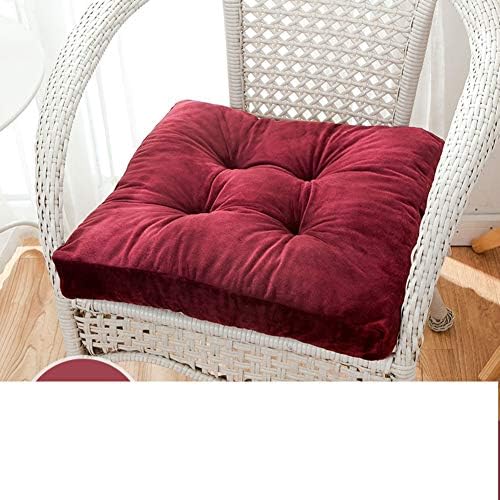 QTQZ Square Padded Cushion,Warm Crystal Velvet Bread seat Cushion Computer Dining Chair Cushion futon mat with Straps-C 48x48cm(19x19inch)