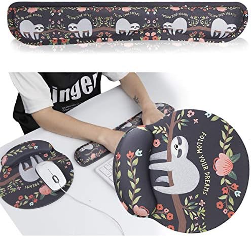 Keyboard Wrist Rest Pad and Mouse Pad Wrist Support, Ergonomic Raised Memory Foam, Non Slip PU Rubber Base [Pain Relief] for Office, Computer, Laptop, Typist, Gamer