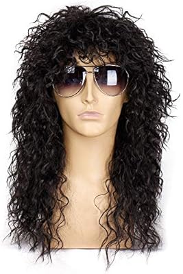 Vigorous 80s Rocker Wig For Men Long Curly Mullet Wig Rocker Style