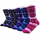 Premium Women's Winter Socks By Ywjiepan - Extremely Thick & Soft Design, Incredibly Warm & Comfortable Hiking Socks, Cute & Adorable Patterns, Ideal Christmas Or Valentine's Day Gift - 6-Pack