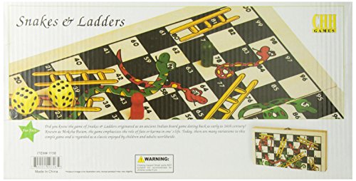 Recreational Wooden Snakes & Ladders Folding Game with Pair of Dice