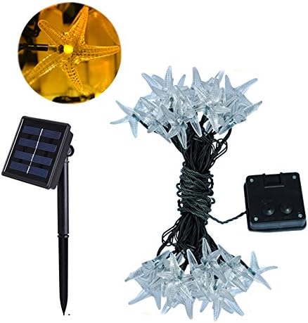 Niceshop Solar String Lights 6m/20ft 30 LED Starfish lights Two Patterns of Long Bright and Flash,Waterproof Decorative Lights, Indoor and Outdoor Decoration in Holidays (Warm White)