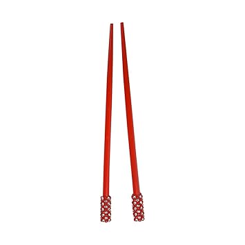 Motique Accessories Red Set Of 2 Hair Sticks Chopsticks With