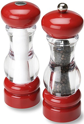Olde Thompson Pepper Mill & Salt Shaker Set, 7", Red/Clear