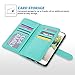 ULAK Flip Wallet Case for iPhone 6 Plus / 6S Plus 5.5 inch, Folio PU Leather Wallet Case with Multi Credit Card Holders Pockets Magnetic Closure Cover Wrist Strap, Mint Minimal Stripes