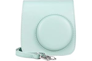 Rieibi PU Leather Mini 7+ Case, Protective Case for Fujifilm Instax Mini 7+ Instant Camera with Adjustable Shoulder Strap - C