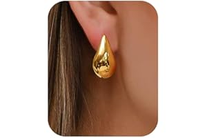 PANSHI Gold Earring Dupes Chunky Gold Hoop Earrings for Women Teen Trendy Hypoallergenic Stud Post Drop Earrings Jewelry