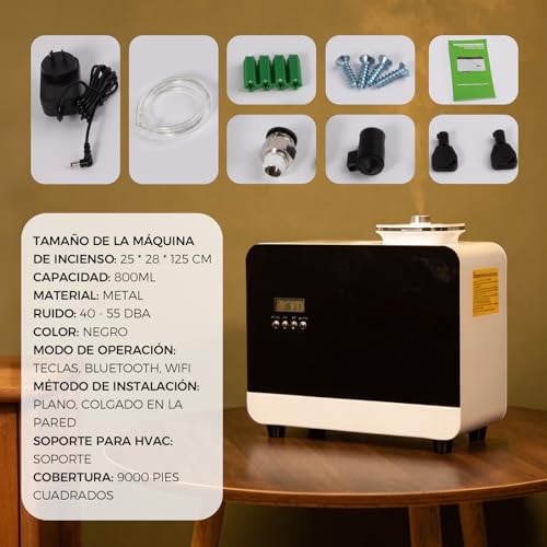 NAMSTE Difusor de Aceites Esenciales Profesional 800ml, Colgable 9000 ft² Difusor de Aromas Comercial sin Agua 5 Modos de Funcionamiento, WiFi & Bluetooth Control con HVAC Funciona para Hotel