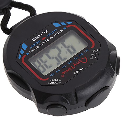 Qisuw Classic Chronograph LCD Digital Handheld Sports Stopwatch Timer with String
