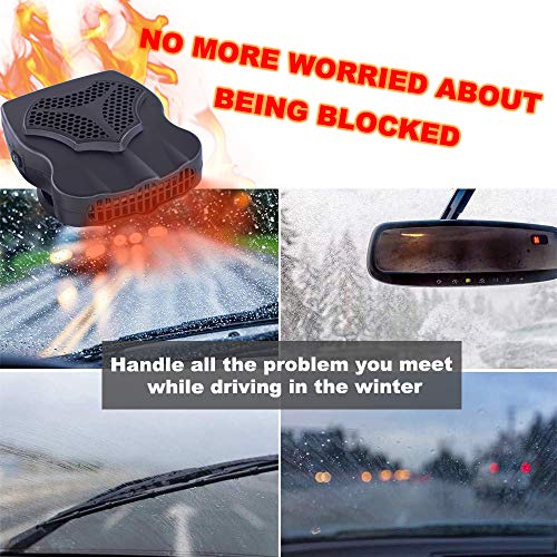 Portable Car Heater Fan Cooler, Vehicle Defrost Defogger Automobile, Thermostat 30s Fast Heating and Cooling, 12 V 2 in 1 Windshield Defrost (BLACK)