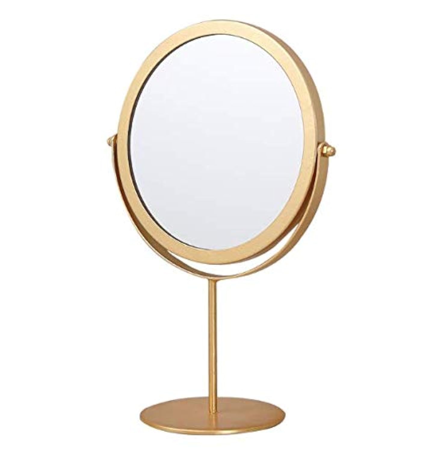 SZETOSY Tabletop Mirrors - GOODCHANCEUK Metal Rotation Mirrors Dressing Free Standing Adjustable Mirror -19cm Round, Golden