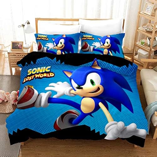 Siyarar Sonic The Hedgehog Bedding Set Twin Size 2 Piece Kids 3D