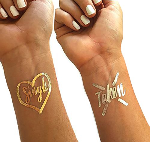 image for PartyFuFu Bachelorette Party Tattoos Mixed Set of 40 Gold Metallic Tem