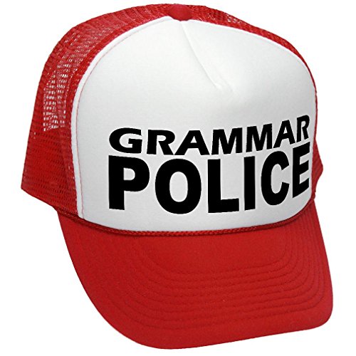 The Goozler Grammar Police - Funny Parody Joke Gag - Adult Trucker Cap Hat, Red