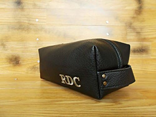 Personalized toiletry bag, Dopp Kit, Groomsman gift, Monogramed bag, Shaving, Mens travel bag, Black vegan leather, Zipper cosmetic pouch