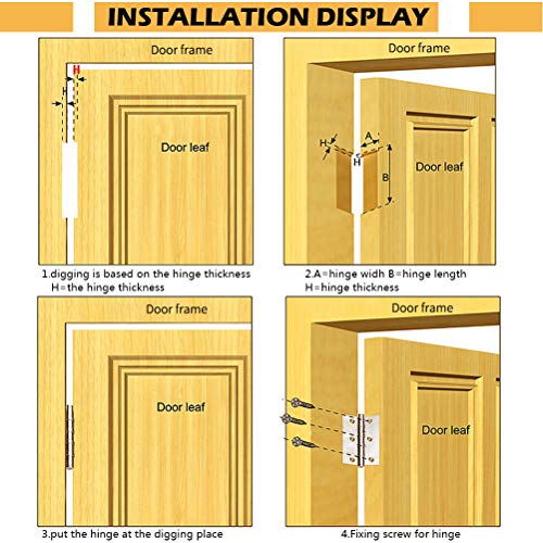 FOCCTS 18 Pack Folding Door Hinges, 2 x 3 inch Stainless Steel Square Butt Hinges for Home Furniture Hardware Closet Door with Enough Screw - Thumbnail 5