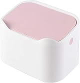 YAGGOOD Desk Bin Trash Can with Lid Pink White Mini 0.66gal Desktop view 8