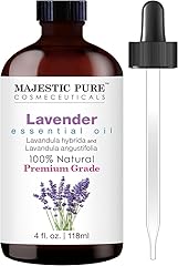 Majestic Pure Lavender Essential Oil with Glass Dropper - Huge 4 Fl Oz - 100% Pure and Natural Lavender Oil - Premium Grade E