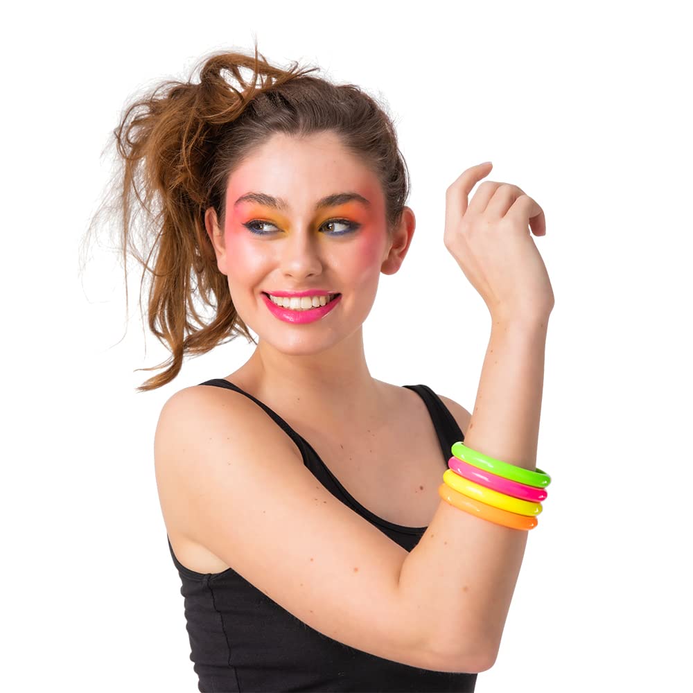 Wicked Costumes 80's Neon Bangle Fancy Dress Accessory - Set of 4