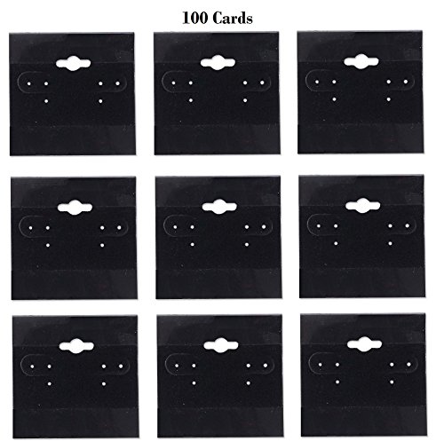 N'ice Packaging 100-Pcs 2" x 2" Black Hanging Earring Cards, Jewelry Display Earring Rack Stand Display Card