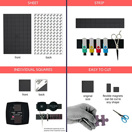 Magnetic Tape for Refrigerator Magnets - 70 Square Adhesive Magnets with Strong 3M Tape - Best Small Fridge Magnets for Kids Photos Crafts & Lightweight Objects - Perfect for Your Clutter Free Home