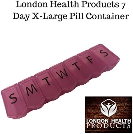 London Health Products 7-Day Pill Organizer- Size L or XL (Choose Your Color and Size!) (X-Large, Pink)