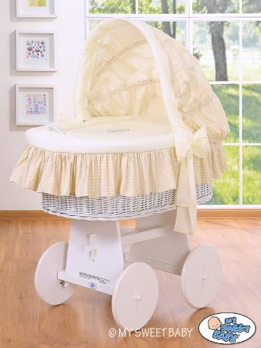 My Sweet Baby Sleeping Bear Wicker Crib Moses Basket (Cream)