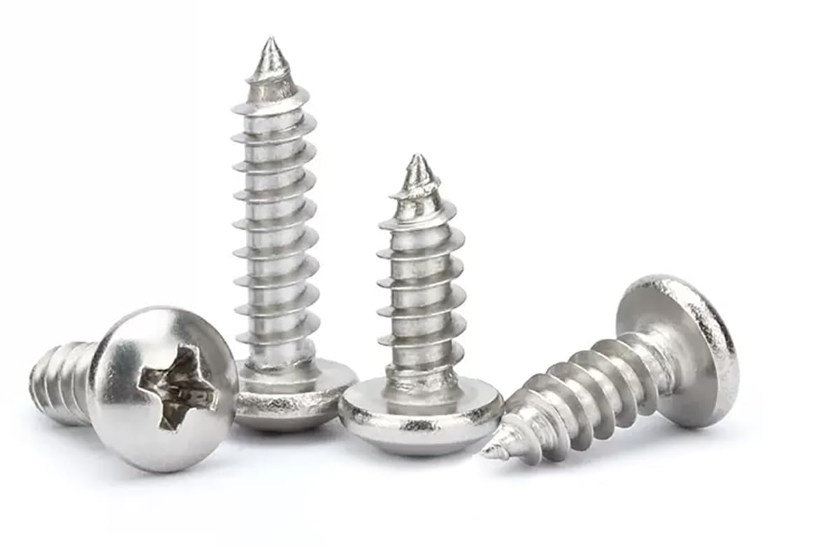 M4x18mm Phillips Pan Head Wood Screws 304 Stainless Steel Self-Tapping Screws for Wood/Sheet-Metal/Plasterboard Full Thread(100pcs)