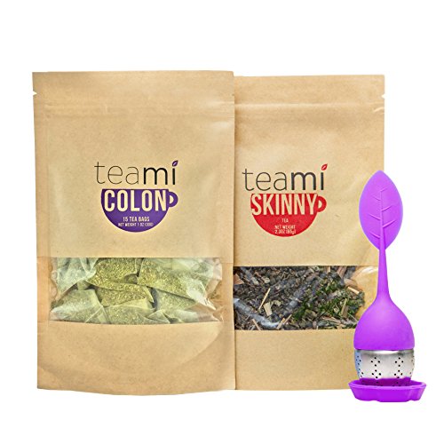 30 Day Detox Tea Kit for Teatox & Weight Loss to get that Skinny Tummy by Teami Blends | With Our Best Colon Cleanse Blend to Raise Energy, Boost Metabolism, Reduce Bloating! (Kit + Purple Infuser)