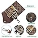6 Ring Key Case for Men Holder Wallet for Women Leather Small Mini Credit Card Holder Plaid Bag Purse Pouch Key Chain (Brown)