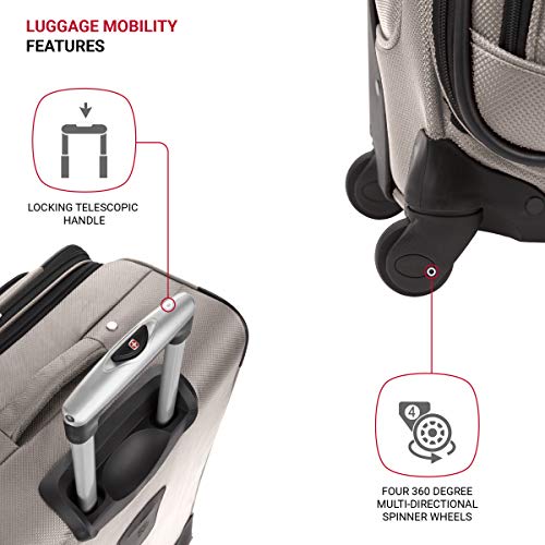 SwissGear Sion Softside Expandable Roller Luggage, Pewter, CarryOn 21