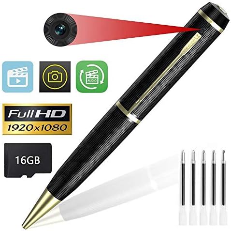 Hidden Pen Camera, Kimuvin 1080P HD Home Security Pen Camera with Video Voice and Photo Function, Built-in 16GB SD Card
