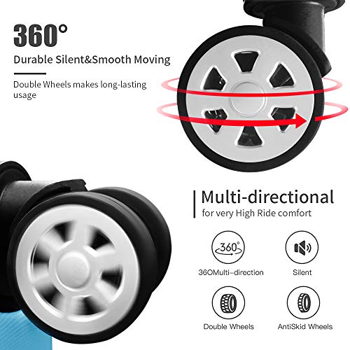 COOMEE Luggage Set 3PCS,ABS +PC Spinner Hardshell lightweight Suitcase Blue# - Thumbnail 4