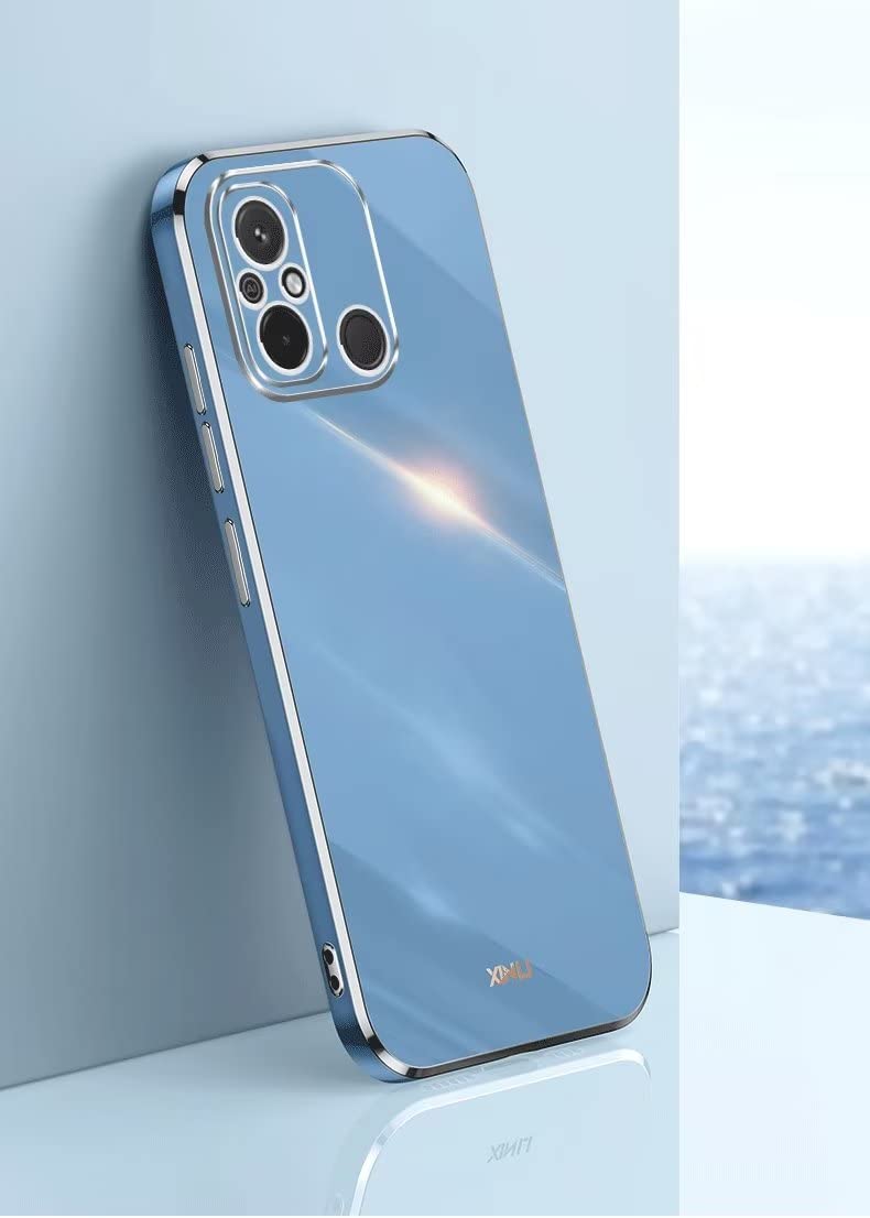 JIAFEI Case for Xiaomi Redmi 12C / Xiaomi Redmi 11A, Stylish Design Gold Edging TPU Silicone Colorful Shiny Telephone Sleeve Shell Cover Case, Blue