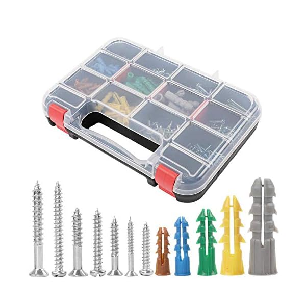 HongWay 370pcs Plastic Drywall Wall Anchors Kit with Screws, Includes 5