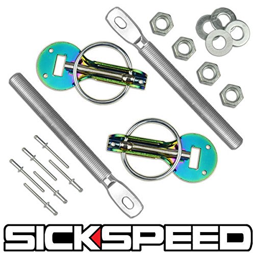 Buy Neo Chrome Security Non Locking Hood Pin Latch Kit For Carbon Fiber Hood/Trunk for Dodge