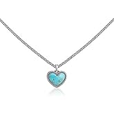 Montana West Wrangler Heart Turquoise Pendant Necklace for Women Western Gold Plated Cowgirl Cowboy Classic Trendy Jewelry