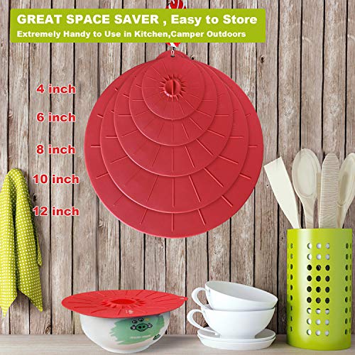 Set of 5 Heat Resistant Microwave Cover Various Sizes Silicone lids