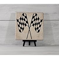 Checkered Flag, Racing Decor, Tile Quote, Decorative Tile, Nascar Gift, Christmas Gift, Vintage Racing,Racing Gift, Sprint Car,Gift Under 20