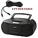 Sony Stereo CD/MP3 Cassette Boombox, AM/FM Radio, Cassette Recorder, Headphone & Auxiliary Jacko, Black – Includes a 6 FT Aux Cablethumb 4